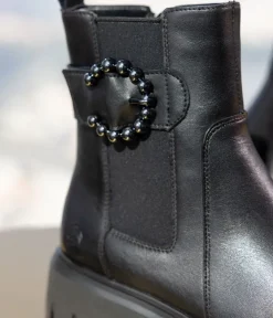 Remonte Stylish Black Leather Ankle Boots