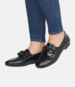 Remonte Stylish Black Patent Slip On Shoe