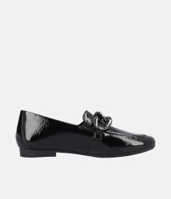 Remonte Stylish Black Patent Slip On Shoe