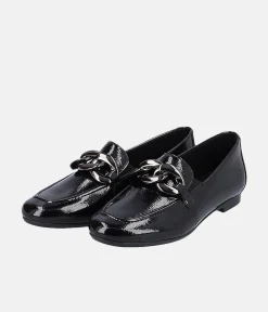 Remonte Stylish Black Patent Slip On Shoe