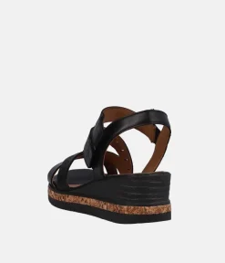 Remonte Stylish Black Strappy Wedge Sandals