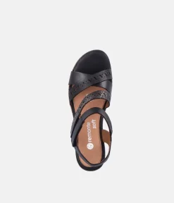 Remonte Stylish Black Strappy Wedge Sandals