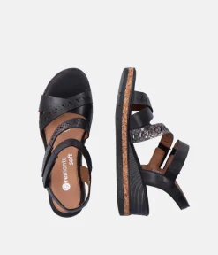 Remonte Stylish Black Strappy Wedge Sandals