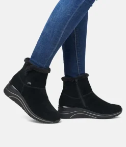 Remonte Stylish Black Suede Cold Weather Boots
