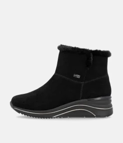 Remonte Stylish Black Suede Cold Weather Boots