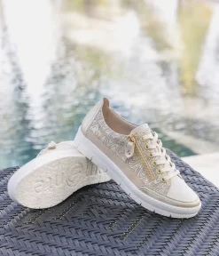 Remonte Stylish Gold Lace up Trainers