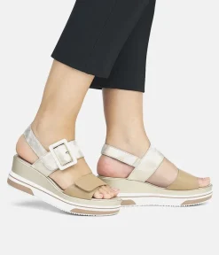 Remonte Stylish Metallic Wedge Sandal