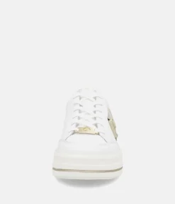Remonte Stylish White/Gold Combi Trainers