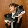 Remonte Stylish Wide Fit Black Wedge Sneakers