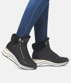 Remonte Stylish Wide Fit Black Wedge Sneakers