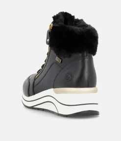 Remonte Stylish Wide Fit Black Wedge Sneakers