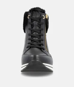 Remonte Stylish Wide Fit Black Wedge Sneakers