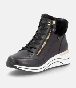Remonte Stylish Wide Fit Black Wedge Sneakers