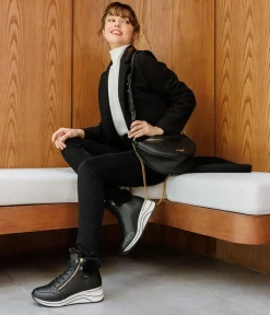 Remonte Stylish Wide Fit Black Wedge Sneakers