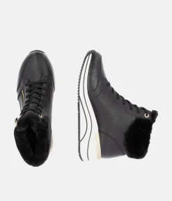 Remonte Stylish Wide Fit Black Wedge Sneakers