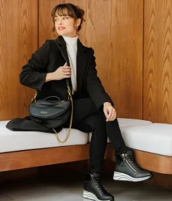 Remonte Stylish Wide Fit Black Wedge Sneakers