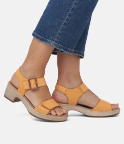 Remonte Sunshine Orange Leather Fashion Sandals