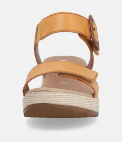 Remonte Sunshine Orange Leather Fashion Sandals