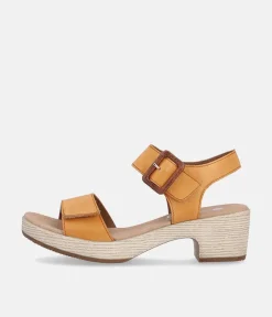 Remonte Sunshine Orange Leather Fashion Sandals