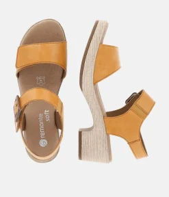 Remonte Sunshine Orange Leather Fashion Sandals
