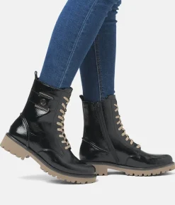 Remonte Trendy Black Patent Lace Up Boots