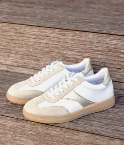 Remonte Trendy White/Gold Combi Trainers