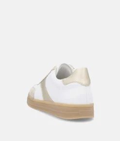 Remonte Trendy White/Gold Combi Trainers