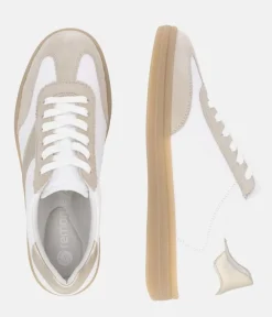 Remonte Trendy White/Gold Combi Trainers