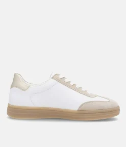 Remonte Trendy White/Gold Combi Trainers