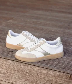 Remonte Trendy White/Gold Combi Trainers