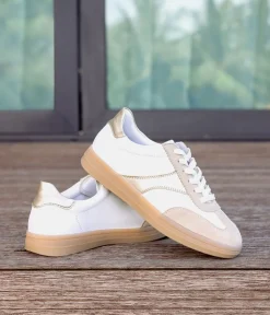 Remonte Trendy White/Gold Combi Trainers