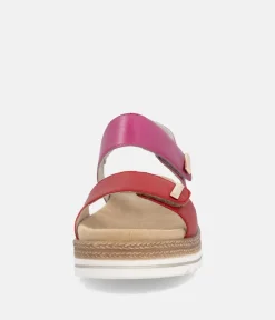 Remonte Versatile Pink/Red Wedge Sandal