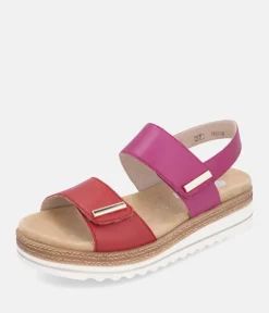 Remonte Versatile Pink/Red Wedge Sandal