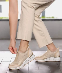 Remonte Wide Fit Beige Combi Front Zip Fashion Trainers