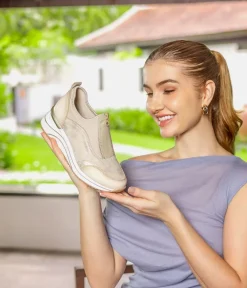 Remonte Wide Fit Beige Combi Front Zip Fashion Trainers