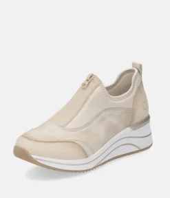 Remonte Wide Fit Beige Combi Front Zip Fashion Trainers