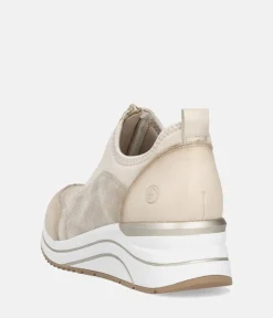 Remonte Wide Fit Beige Combi Front Zip Fashion Trainers
