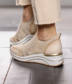 Remonte Wide Fit Beige Combi Front Zip Fashion Trainers