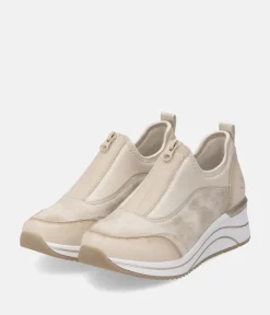 Remonte Wide Fit Beige Combi Front Zip Fashion Trainers