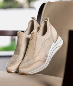 Remonte Wide Fit Beige Combi Front Zip Fashion Trainers