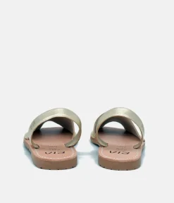 RIA Elegant Metallic Golden Abarca Sandal