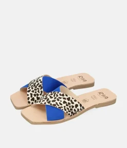 RIA Fab Cheetah Leather Slip On Sandals
