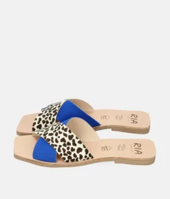 RIA Fab Cheetah Leather Slip On Sandals