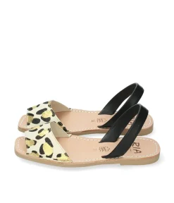 RIA Fashionable Gold Leopard Print Sandals