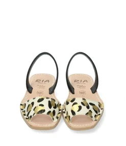 RIA Fashionable Gold Leopard Print Sandals