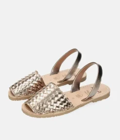 RIA Glam Metallic Woven Bronze Abarca Sandal