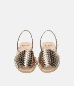 RIA Glam Metallic Woven Bronze Abarca Sandal