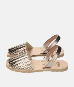 RIA Glam Metallic Woven Bronze Abarca Sandal