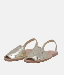 RIA Glam Metallic Woven Champagne Abarca Sandal