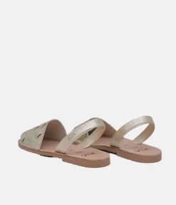 RIA Glam Metallic Woven Champagne Abarca Sandal